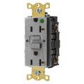 Bryant GFCI Receptacle, Self Test, Hospital Grade, 20A 125V, 2-Pole 3-Wire Grounding, 5-20R, Gray GFST83GY